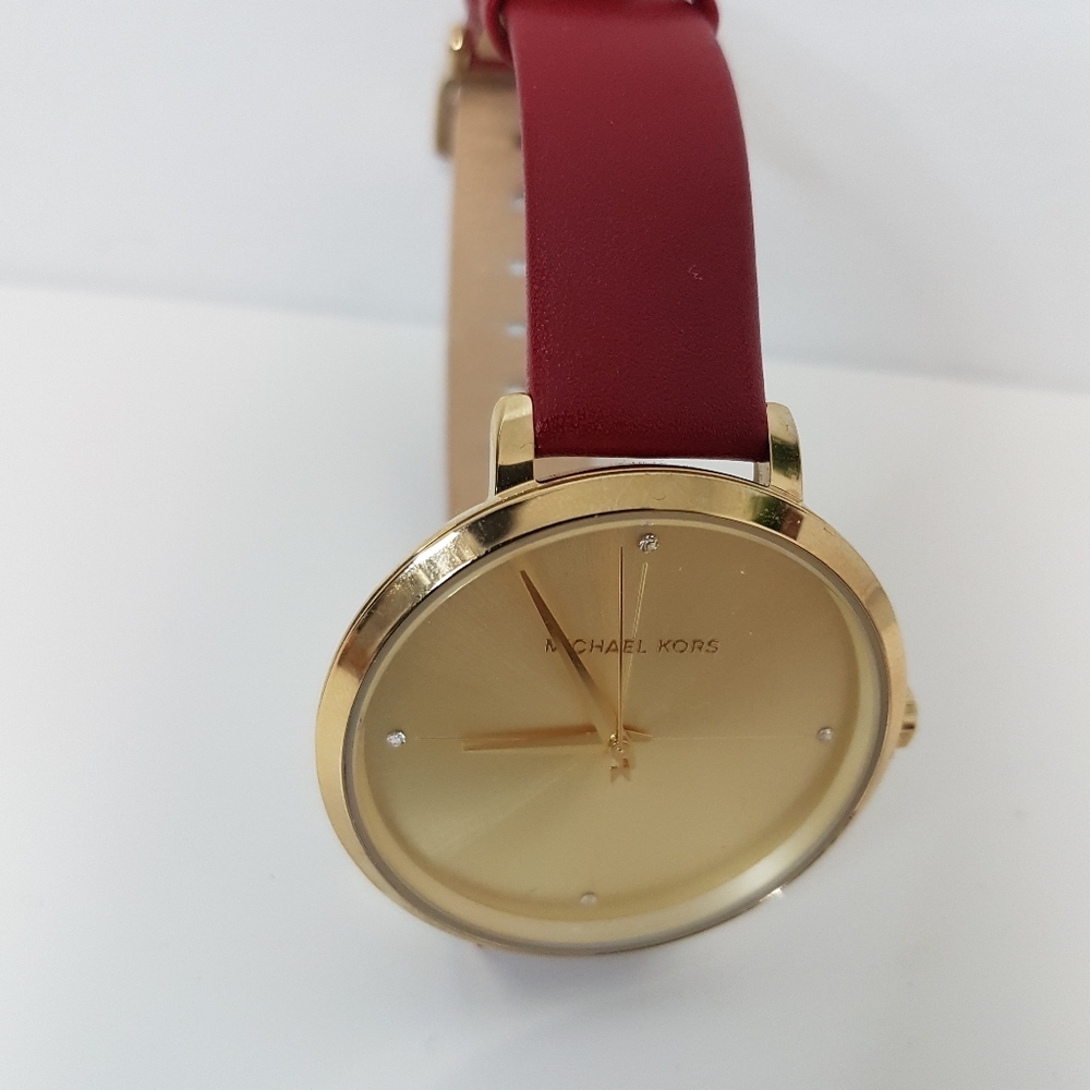 Michael Kors Red Charley Leather Red/Gold Watch